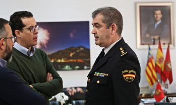 José Antonio Amat, concejal de Seguridad, Rubén Alfaro y Pedro Andrés Montiel | Jesús Cruces.