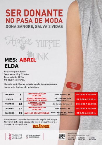 Donaciones de sangre en el mes de abril en Elda