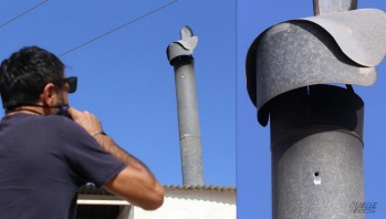 Solo se ha encontrado un impacto en el conducto de la chimenea de la casa.