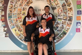 Núñez junto a Amagoia Arrieta, campeona de Europa de boccia, y su auxiliar Ekaitz Txintxurreta | Redes sociales.