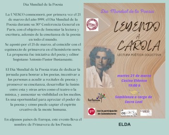 Recital de Carola Gonzálvez en el Casino Eldense para celebrar el Día de la Poesía