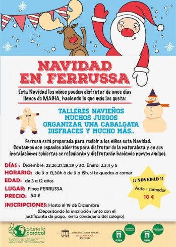 Vuelve la Escuela de Navidad a Ferrusa en Petrer