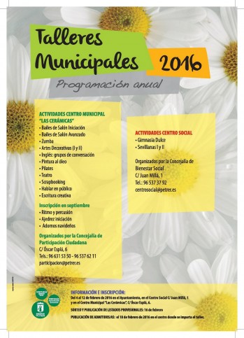 Petrer organiza 18 talleres de ocio y tiempo libre a través de la Concejalía de Participación Ciudadana