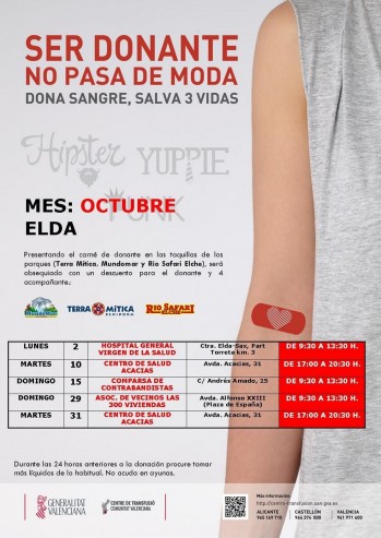 Donación de sangre en octubre en Elda