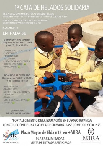 Primera cata de helados solidaria en la Heladería Mira para un proyecto de Karit
