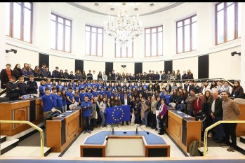 Imagen de los alumnos en la Diputación