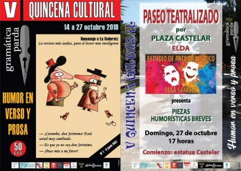 Cartel de la V Quincena Cultural de Gramática Parda y del Paseo Literario con que se clausurará.