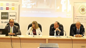 Segura, Alvarado, Ruiz y Civera durante el acto inaugural de la UNED | Jesús Cruces.