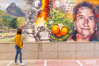 El mural se encuentra situado en un lateral de la fachada de la biblioteca en la calle Luis Chorro | Nando Verdú. 