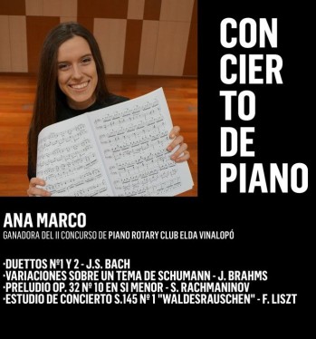 La ganadora del Concurso de Piano Rotary Club Elda Vinalopó ofrece un concierto este viernes