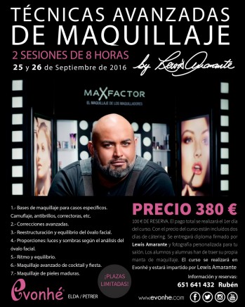 Evonhé trae a Elda y Petrer en exclusiva el curso del prestigioso maquillador de Max Factor, Lewis Amarante