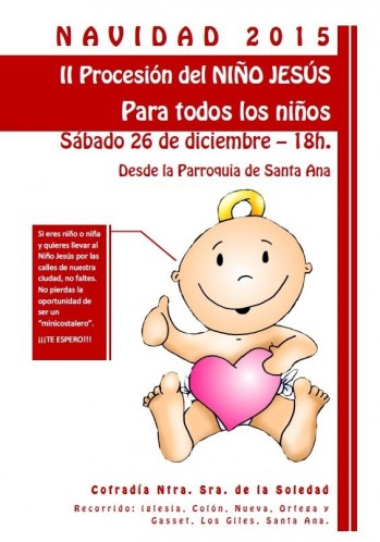 La Soledad organiza la Procesión del Niño Jesús, donde los pequeños tendrán el protagonismo