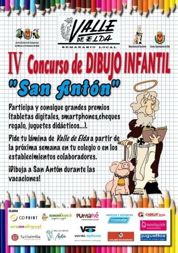 Las láminas del Concurso de Dibujo Infantil sobre San Antón de Valle de Elda ya en los establecimientos patrocinadores