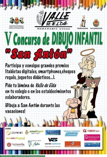 Las láminas del Concurso de Dibujo Infantil de San Antón de Valle de Elda ya en los establecimientos patrocinadores