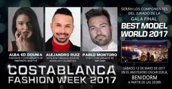 Los eldenses Pablo Montoro, Alba Ed Dounia y Alejandro Ruiz, jurado del Best Model World 2017