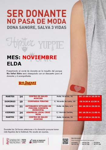 Donaciones de sangre en el mes de noviembre en Elda