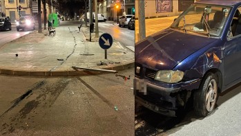 Estrella su coche contra el mobiliario urbano y se da a la fuga