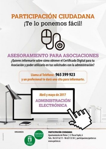 Petrer dará un curso a las asociaciones sobre administración electrónica